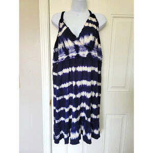 INC International Concepts Tie Dye Beach Summer Dress Blue White Size 0X
